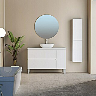 Conjunto de mueble de baño Oval (120 cm, 4 piezas, Blanco, Mate)