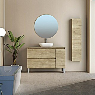 Conjunto de mueble de baño Oval (120 cm, 4 piezas, Nature, Mate)