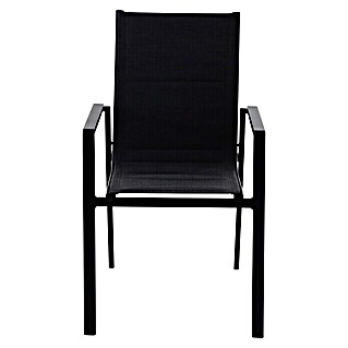 Sunfun Melina Vrtna fotelja koja se može slagati jedna na drugu (D x Š x V: 66 x 56,5 x 91 cm, Aluminij, Naslon od tekstila, Crne boje)