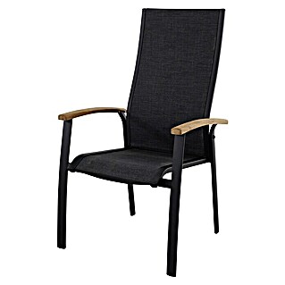 Sunfun Melina Vrtna fotelja koja se može slagati jedna na drugu (D x Š x V: 68 x 63 x 111 cm, Aluminij, Naslon od tekstila, Crne boje)