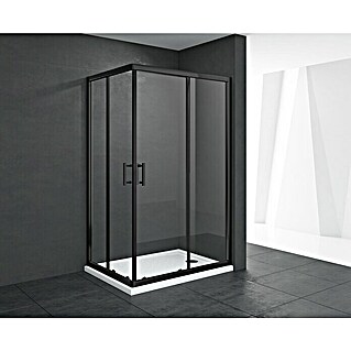 Mampara de ducha esquinera Chloe (L x An x Al: 80 x 100 x 195 cm, Vidrio transparente, Espesor: 5 mm, Negro)