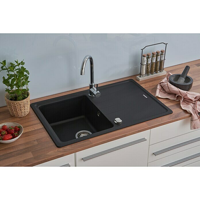 Küchenspüle Spüle Granit Einbauspüle Küche 78 x 50 schwarz respekta by Schock