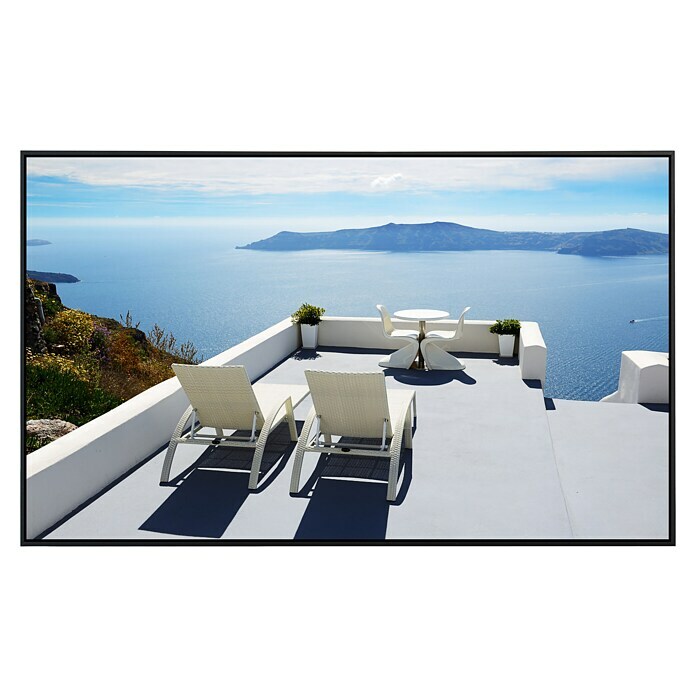 Papermoon Infrarot-Bildheizkörper Terrasse mit Meerblick auf Santorin 