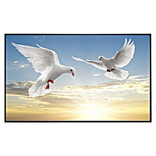 Papermoon Infrarot-Bildheizkörper Weiße Tauben (120 x 60 cm, 900 W)