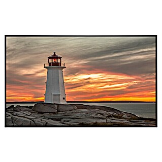 Papermoon Infrarot-Bildheizkörper Leuchtturm Peggy Cove Sonnenuntergang (100 x 60 cm, 600 W)