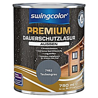 swingcolor Premium Dauerschutzlasur (Taubengrau, 750 ml, Seidenglänzend, Lösemittelbasiert)