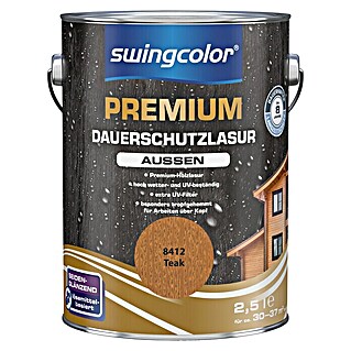 swingcolor Premium Dauerschutzlasur (Teak, 2,5 l, Seidenglänzend, Lösemittelbasiert)