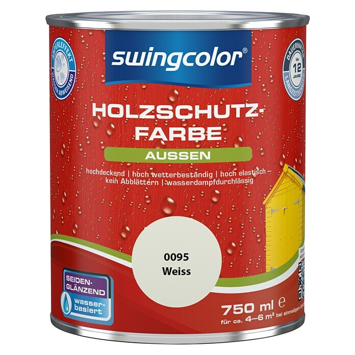 swingcolor Holzschutzfarbe (Weiß, 750 ml, Seidenglänzend)