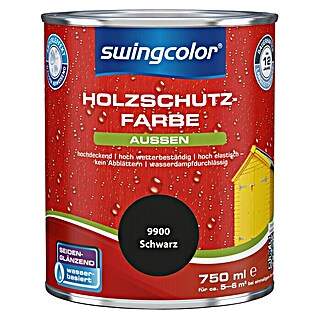 swingcolor Holzschutzfarbe (Schwarz, 750 ml, Seidenglänzend, Wasserbasiert)
