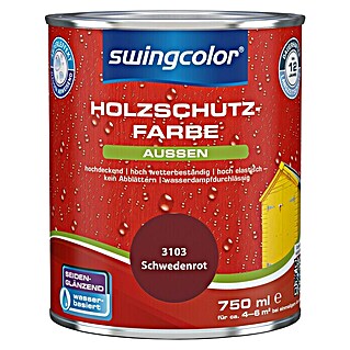 swingcolor Holzschutzfarbe (Schwedenrot, 750 ml, Seidenglänzend, Wasserbasiert)