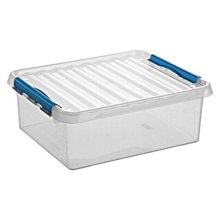 Sunware Aufbewahrungsbox Q-Line (L x B x H: 50 x 40 x 18 cm, Kunststoff, Transparent, Farbe Griff: Blau)