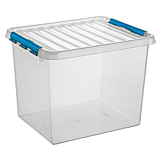 Sunware Aufbewahrungsbox Q-Line (L x B x H: 50 x 40 x 38 cm, Kunststoff, Transparent, Farbe Griff: Blau)