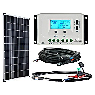 Offgridtec Set Solar Komplettlösung (Solarpanel, Laderegler, Verbindungskabel und Batterieanschlusskabel)