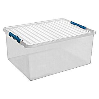Sunware Aufbewahrungsbox Q-Line (L x B x H: 80 x 50 x 38 cm, Kunststoff, Transparent, Farbe Griff: Blau)