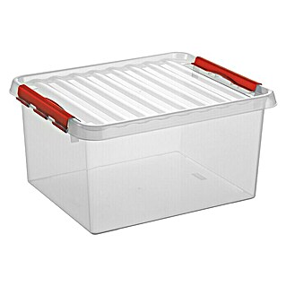 Sunware Aufbewahrungsbox Q-Line (L x B x H: 50 x 40 x 26 cm, Kunststoff, Transparent, Farbe Griff: Rot)