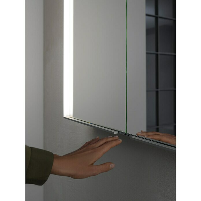 Keuco LED-Spiegelschrank Royal Match (B x H: 100 x 70 cm, Mit Beleuchtung, Aluminium, Silber)