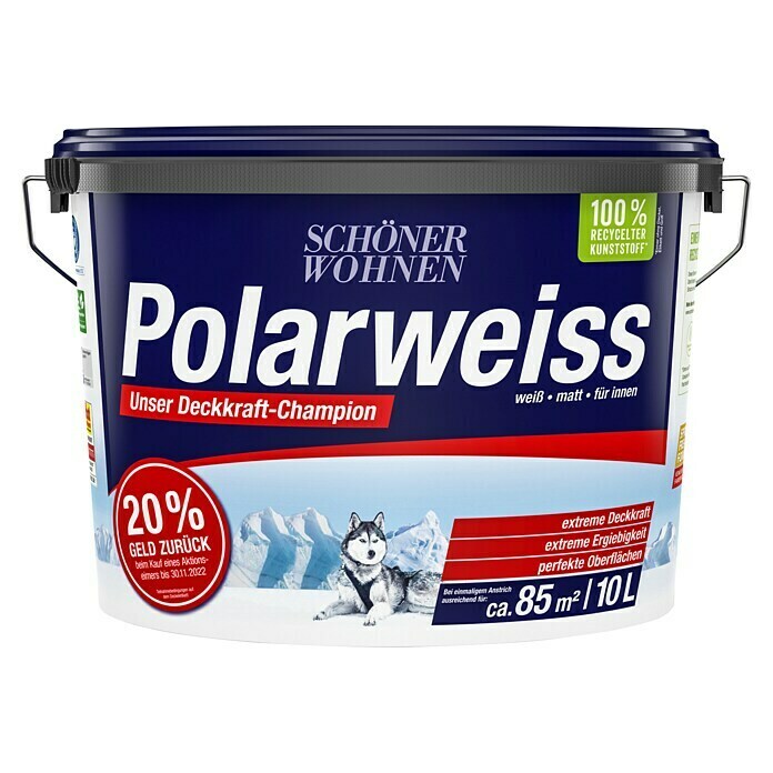 SCHÖNER WOHNEN-Farbe Wandfarbe Polarweiß Cash Back Aktion 