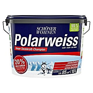 SCHÖNER WOHNEN-Farbe Wandfarbe Polarweiß Cashback-Aktion* (Weiß, 10 l, Matt, Konservierungsmittelfrei)