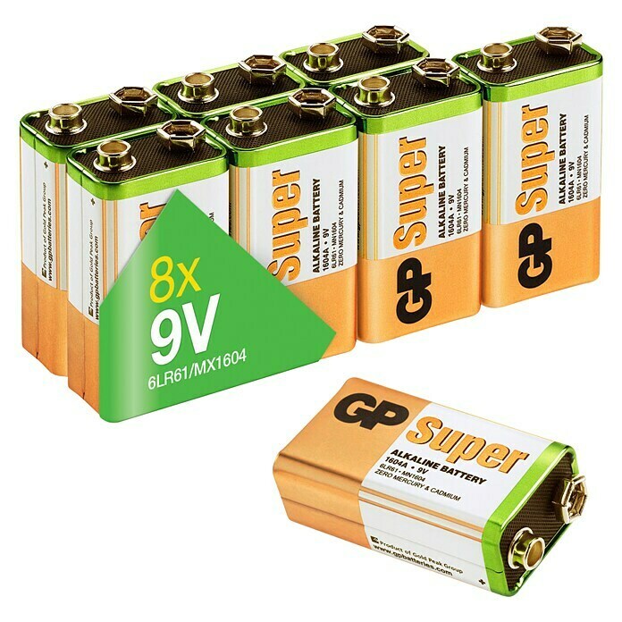 GP Super Batterie 9V Blockbatterien, Alkaline 