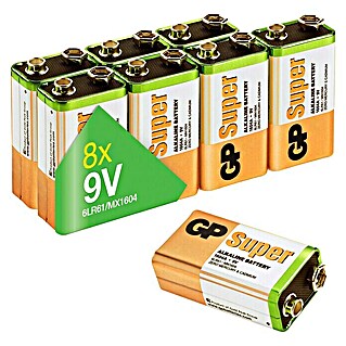 GP Super Batterie 9V Blockbatterien, Alkaline (9 V, 8 Stk.)