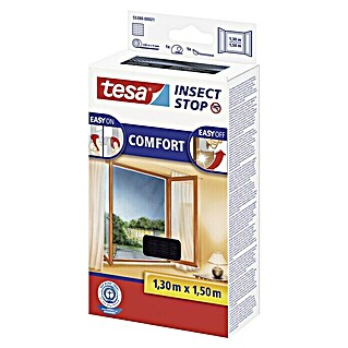 Tesa Insect Stop Insektenschutzgitter Comfort (Farbe Gewebe: Schwarz, L x B: 150 x 130 cm, Klettbefestigung)