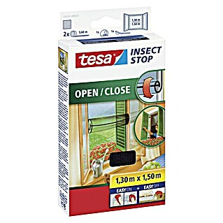 Tesa Insect Stop Insektenschutzgitter (Farbe Gewebe: Schwarz, L x B: 150 x 130 cm, Klettbefestigung)