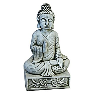 Figura decorativa Monje con pedestal (L x An x Al: 26 x 19 x 51 cm, Piedra artificial)