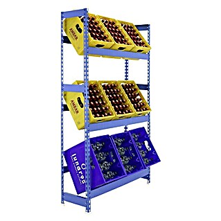 Simonrack Simonbottle Estantería para cajas de bebidas (L x An x Al: 30 x 100 x 180 cm, Capacidad de carga: 100 kg/balda, Número de baldas: 3, Azul)
