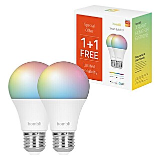 Hombli Smart-LED Leuchtmittel (E27, 9 W, RGB, Einstellbare Farbtemperatur, Dimmbar, 2 Stk.)