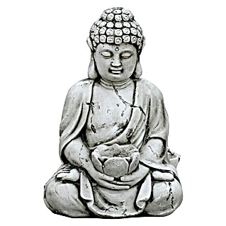 Figura decorativa Buda flor de loto (L x An x Al: 31 x 22 x 48 cm, Piedra artificial)