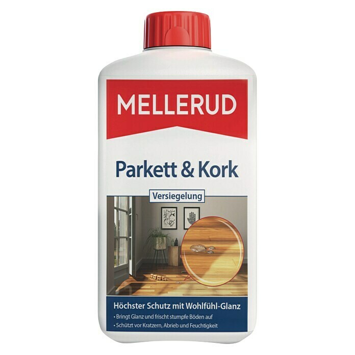 Mellerud Versiegelung Parkett- & Kork-Versiegelung (1 l, Rechteckflasche mit kindergesichertem Verschluss)