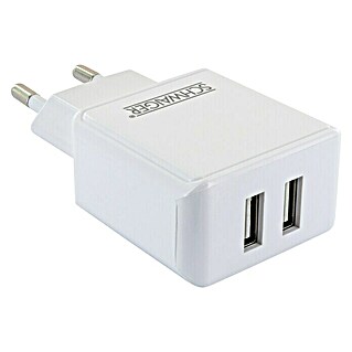 Schwaiger USB-Ladeadapter (Weiß, 2 x USB A-Kupplung, Euro-Stecker, 230 V)