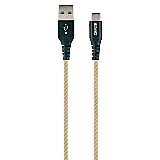 Schwaiger USB-Ladekabel (1,2 m, USB A-Stecker, USB C-Stecker, Hanfbraun)