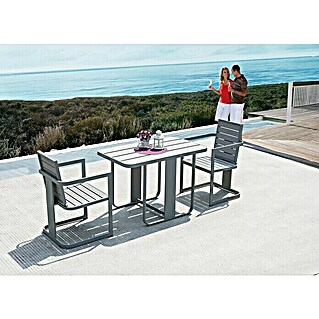 Balkonmöbel-Set (3 -tlg., Polywood/Aluminium, Anthrazit)