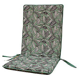 Cojín para silla con respaldo alto Libélula (95 x 45 x 3,5 cm, Verde/Blanco, 50% algodón y 50% poliéster)