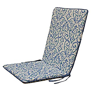 Cojín para silla con respaldo alto Mahir (95 x 45 x 3,5 cm, Azul/Blanco, 50% algodón y 50% poliéster)