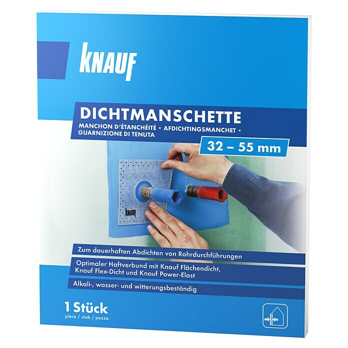 Knauf Dichtmanschette (Durchmesser Loch: 32 - 55 mm, 150 x 150 mm)