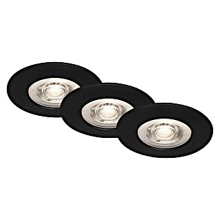 Briloner Set de focos LED empotrables redondos Kulana (15 W, x 3, Ø x Al: 9 x 2,5 cm, Negro, Blanco cálido)