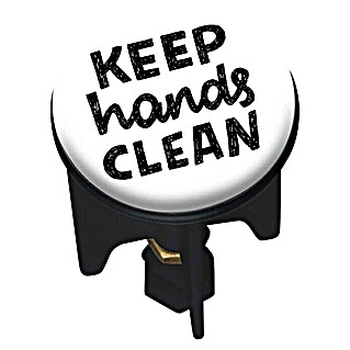 Wenko Excenterstopfen Keep Clean (Keep hands clean, Schwarz/Weiß, Durchmesser: 3,9 cm)