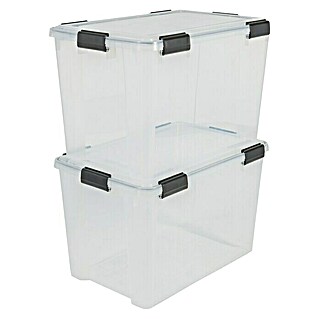 Aufbewahrungsbox-Set (L x B x H: 59 x 39 x 38 cm, Kunststoff, Transparent, 2 Stk.)