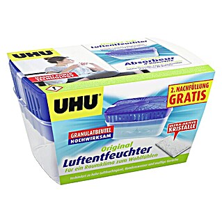 UHU Luftentfeuchter Originalpack (1 x Luftentfeuchter 1 kg, 1 x Gratis-Nachfüllung 1 kg)