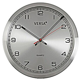 Reloj de pared redondo Aluminio (Gris, Diámetro: 25 cm)