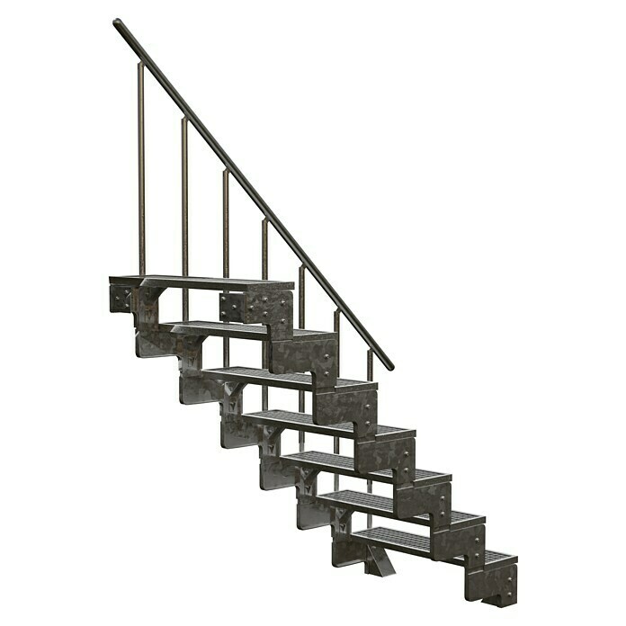 Dolle Außentreppe Gardentop Gitterrost (Breite: 80 cm, 7 Stufen, Farbe Stufen: Silber, Geschosshöhe: 126 - 154 cm)