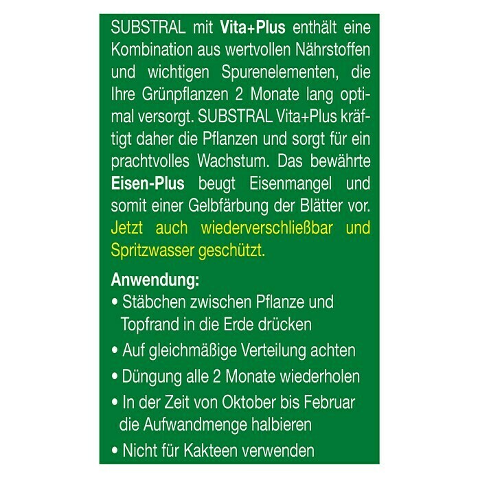 Substral Grünpflanzen-Düngestäbchen (30 Stk., Inhalt ausreichend für ca.: 30 Pflanzen)