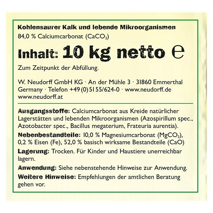 Neudorff Azet Vitalkalk (10 kg, Inhalt ausreichend für ca.: 200 m²)