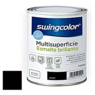 swingcolor Esmalte de color Multisuperficie (Negro, 750 ml, Brillante)