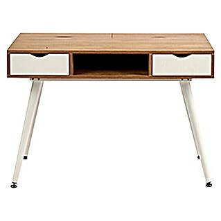 Mesa de escritorio Vintage (Blanco, L x An x Al: 60 x 110 x 74 cm, Número de cajones: 2)