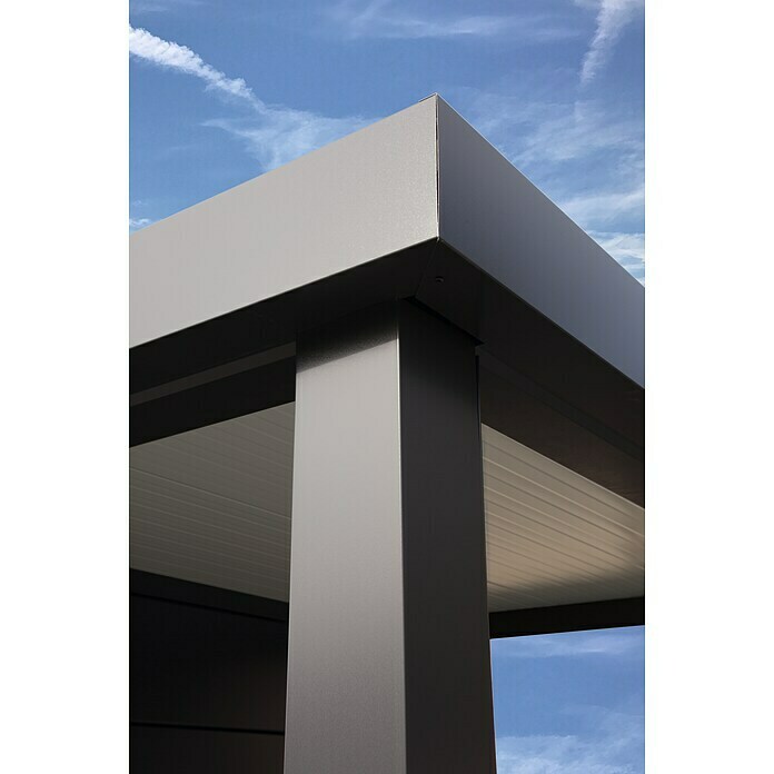 Wolff Finnhaus Gerätehaus Eleganto 2724 (B x T: 456 x 259 cm, Wandstärke: 0,9 mm, Mit rechtsseitigem Seitendach, Granit)