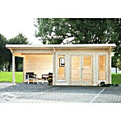 Wolff Finnhaus Gartenhaus Trondheim 70-B XL (6,8 x 4,5 m, Wandstärke: 70 mm, 23 m², Holz, Natur)