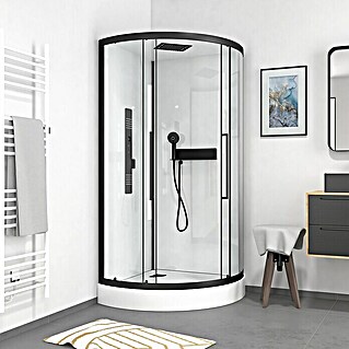 Cabina de ducha redonda Urban 2 (90 x 90 x 215 cm, Blanco/Negro)